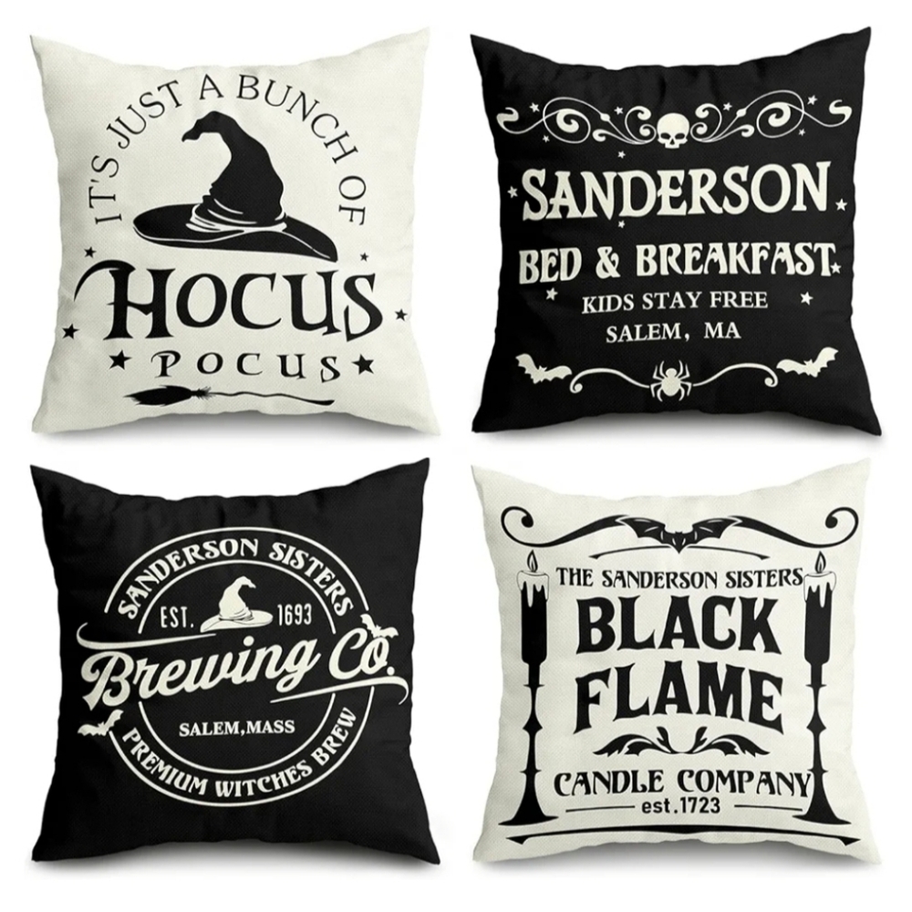 *Brand New Vacuum Sealed* Halloween  Pillow Covers 18x18 Set of 4